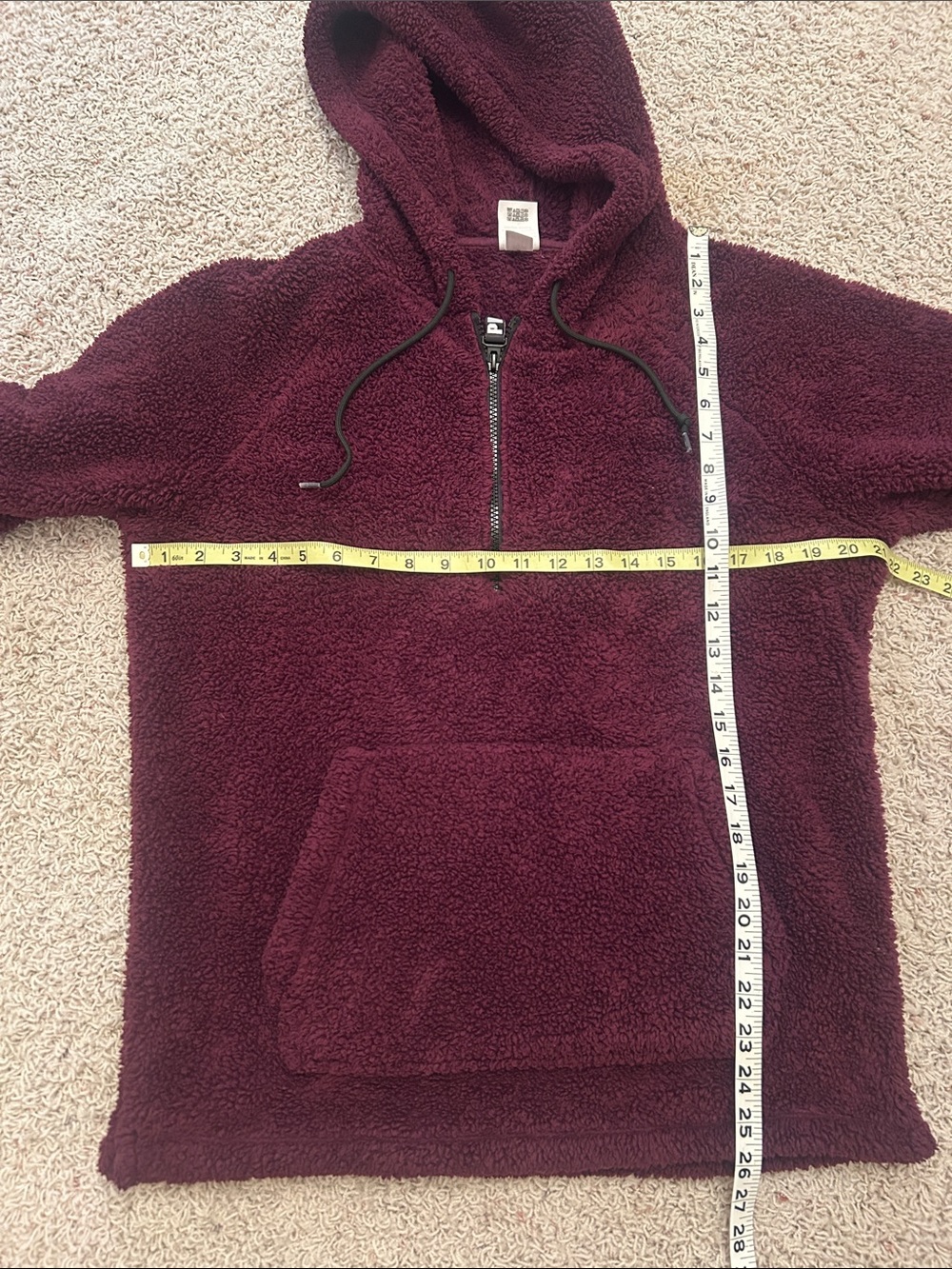 PINK Victoria's Secret Plum Fizzy Sherpa Cozy Half-Zip Hoodie Size Small - Picture 8 of 9